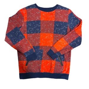Retro Navy-Red Splatter Sweater